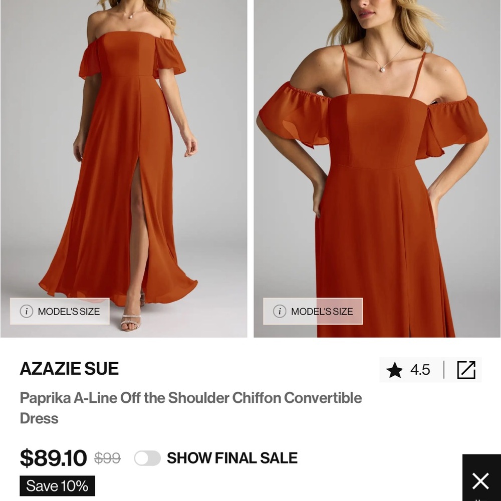 Azazie paprika Ruffled Slit Maxi Dress